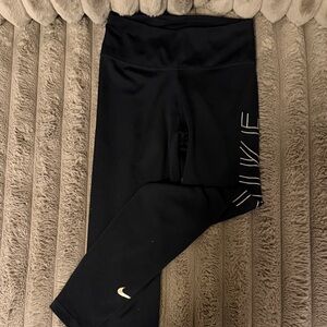 Nike Women’s Black Leggings with White Side Script